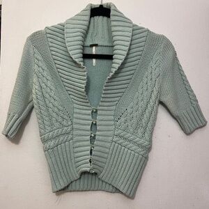Free People Mint Green Cable Knit Sweater